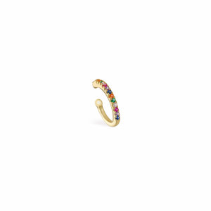 Srebrna naušnica Ear Cuff Rainbow 18kt Pozlata